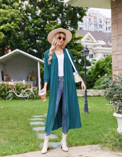 Image of Ekouaer Women Robes Long Knit Bathrobe Lightweight Soft Kimono Robes Casual Ladies Loungewear with Pockets