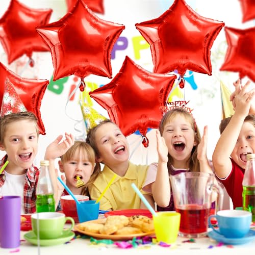 Image of Star Balloons, 18 Inch Foil Balloons, 10 PCS Star Balloons Foil, Red Star Foil Balloons Set Mylar Balloons Red Balloons Star for Birthday Party Anniversary Wedding New Year Valentine Decorations