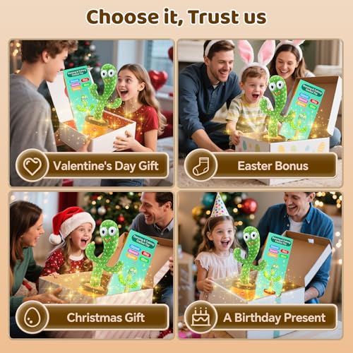 dancing talking cactus toy for baby toddler boys girls gifts singing mimicking recording repeating what you say baby toys with 120 english songs adjustable volume