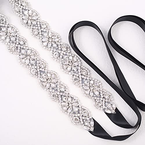 Wedding Sash Bridal Belt with Rhinestones Headband Crystal Bride Bridesmaids Sash for Gown3
