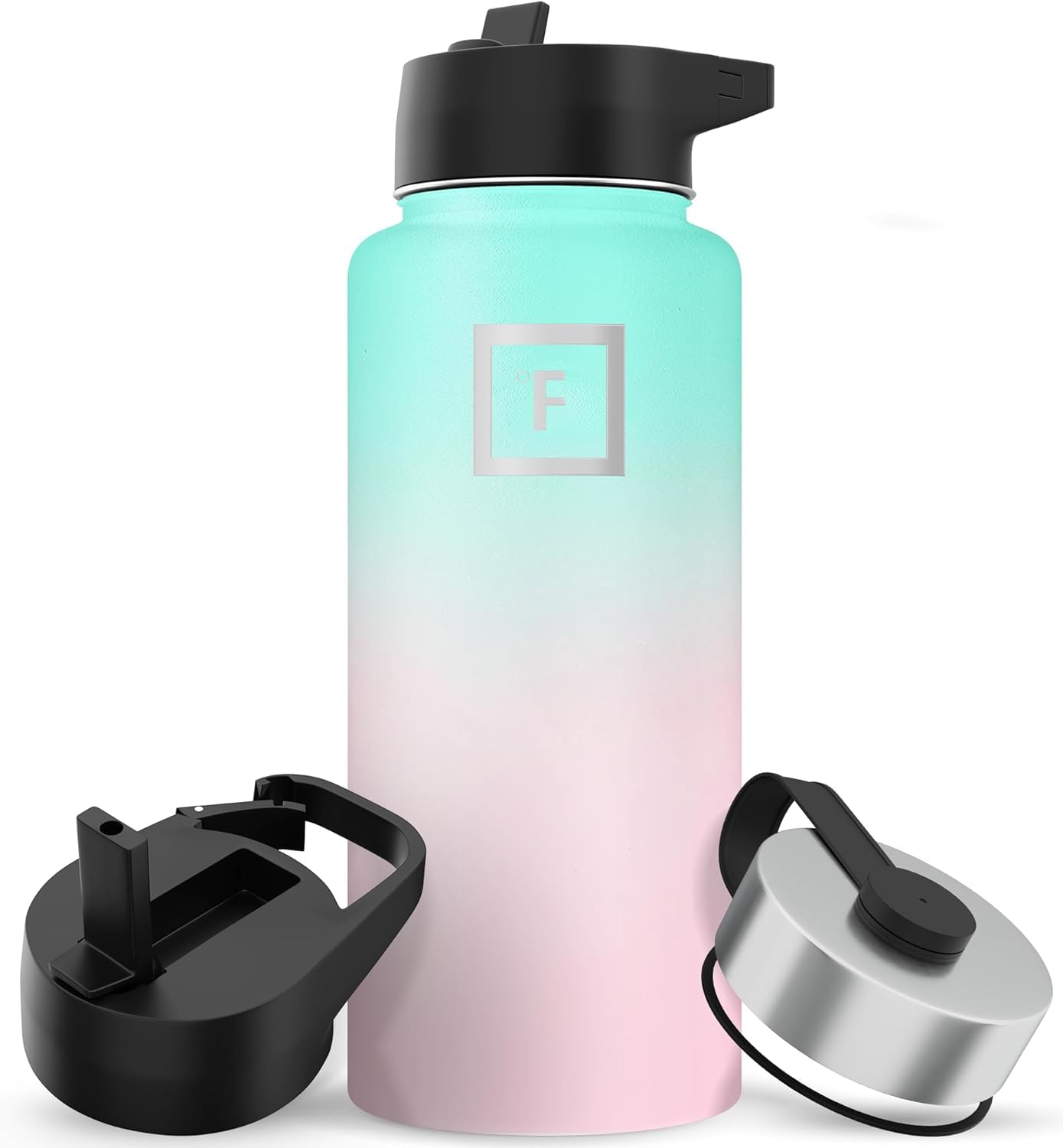 Iron Flask Sports Water Bottle - 32 Oz, 3 Lids (Straw Lid), Vacuum Insulated Stainless Steel, Hot Cold, Modern Double Walled, Simple Thermo Mug, Hydro Metal Canteen (Bubble Gum)