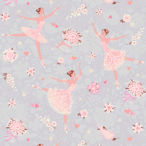 Papel de Parede Adesivo Infantil Lilás Florido Bailarina