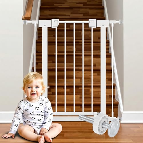 6 Stück Baby Safety Treppenschutzgitter,Verlängern Druckschrauben für Türschutzgitter & Haustier-Treppenschutzgitter,Treppenschutzgitter Verlängerung Gewindespindelstangen Schrauben KitM10x80mm(weiß