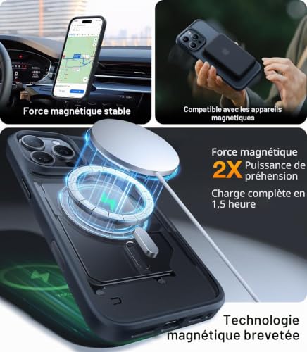 Coque iPhone 16 Pro Max robuste et magnétique TORRAS noire