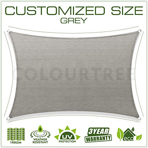 ColourTree 8' x 10' Grey Sun Shade Sail Rectangle Canopy Awning Fabric Cloth