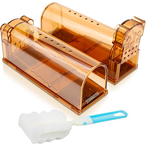 Preisvergleich Produktbild Nasharia Mausefalle Lebend, 2 Stück Mausefalle Tierfreundliche Lebendfalle, Wiederverwendbar Maus Fallen Eingang Tierfallen Professionell Kastenfalle für Küche, Garten