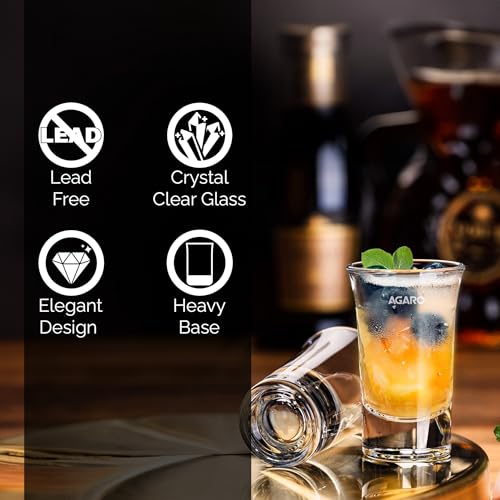 Image of AGARO Elegant Shot Glass 45ml, Set of 6, Whisky Shot, Vodka Shot, Tequila Shot, Liquor Shot, Wine Tasting, Cocktail, Home, Bar
