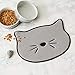 Bone Dry Embroidered Microfiber Cat Shape Pet Food & Water Placemat-Gray
