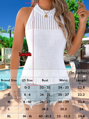 Image of ChiaoLezhee Women's Summer Knit Tank Tops, Racerback High Neck Lightweight Sweater Vest, Dressy Casual Outfits