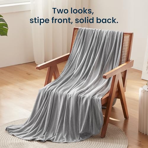 SLEEP ZONE Cooling Blankets for Hot Sleepers, Summer Blanket Thin Lightweight for Bed Couch, Arc-Chill Q-Max 0.5 Cooling Throw Blanket on Night Sweats (Grey Stripe, 50''x70'') - image 2