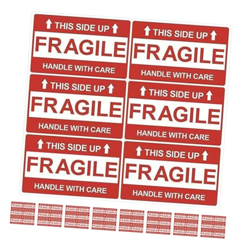 PLAFOPE 8 Sheets Fragile Labels Careful Label Packaging Stickers Caution Fragile Stickers Self-Adhesive Shipping Stickers Fragile Warning Stickers Careful Sticker Fragile Package Sticker