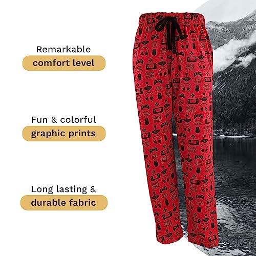 Adult Lounge Pants in Gamer Graphic Print, Red, 2X-Large3