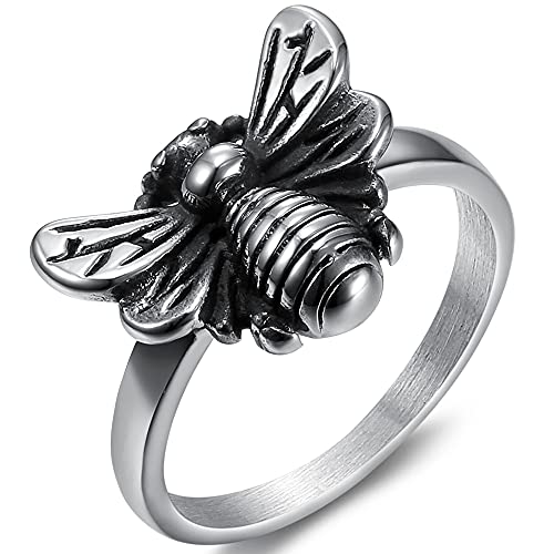 Jude Jewelers Retro Vintage Stainless Steel Cute Bee Style Birthday Party Holiday Halloween Ring