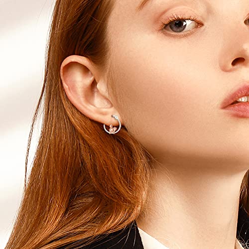 Pig/Axolotl/Ladybug/Panda/Yorkie/Duck Hoop Earrings for Women 925 Sterling Silver Cute Animal Huggie Hoop Earrings Jewelry Gifts for Sensitive Ears4