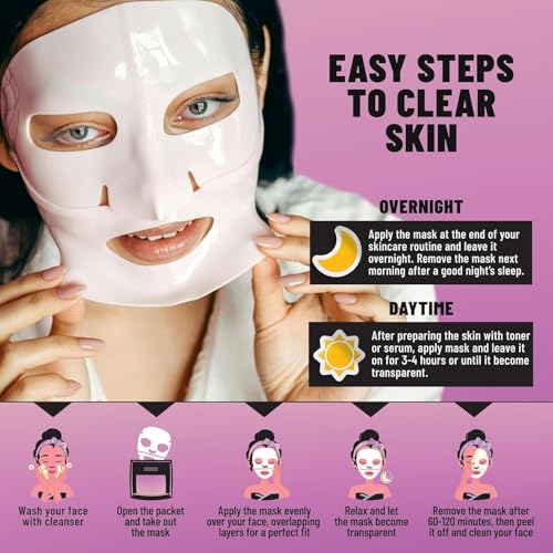 Image of TOLEVITA Bio-Collagen Hydrogel Face Mask - Hydrating & Nourishing Mask with Niacinamide, Galactomyces & Hyaluronic Acid - 6 Pack, Improves Elasticity & Softens Skin (White)