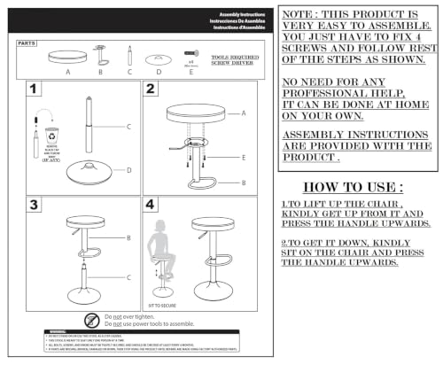 Image of 360 REVOLVING Height Adjustable BAR Stool /Kitchen Chair Suitable for Kitchen, Cafeteria, Dining, Office,Shops (Set of 2) (Black)