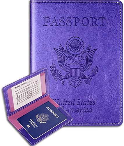 Herain Passport Holder, Passport Cover, Passport and Vaccine Card Holder Combo, Passport Case with Vaccine Card Slot Passport Wallet for Women Men, Travel Essentials (purple)