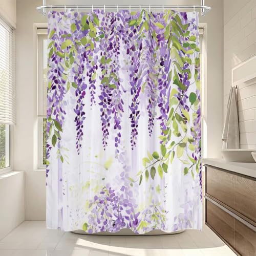 Rideau de douche violet imperméable pour éviter les éclaboussures