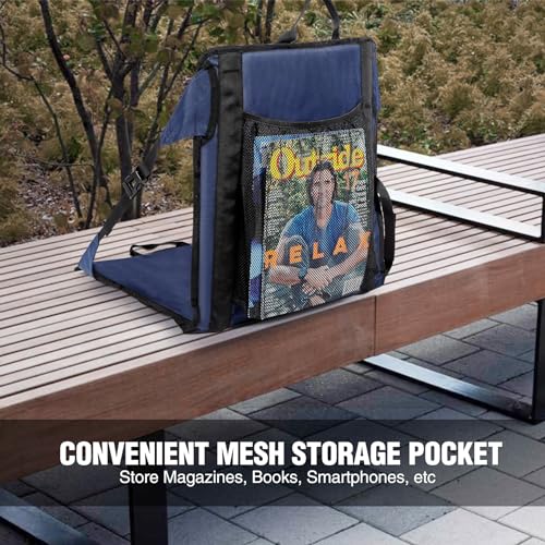 REDCAMP Tragbares Stadion-Sitzkissen für Bleicher mit Rückenstütze, Leichter Faltbarer Bleicher Sitz für Überall Garten Ground Sports Outdoor, Marinebl Upgrade