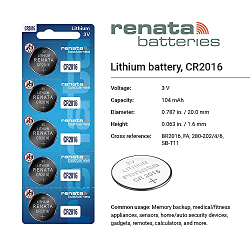 renata CR2016 Cell Coin Button Lithium Battery 3V Tag Watch Key x1 Made in Swiss