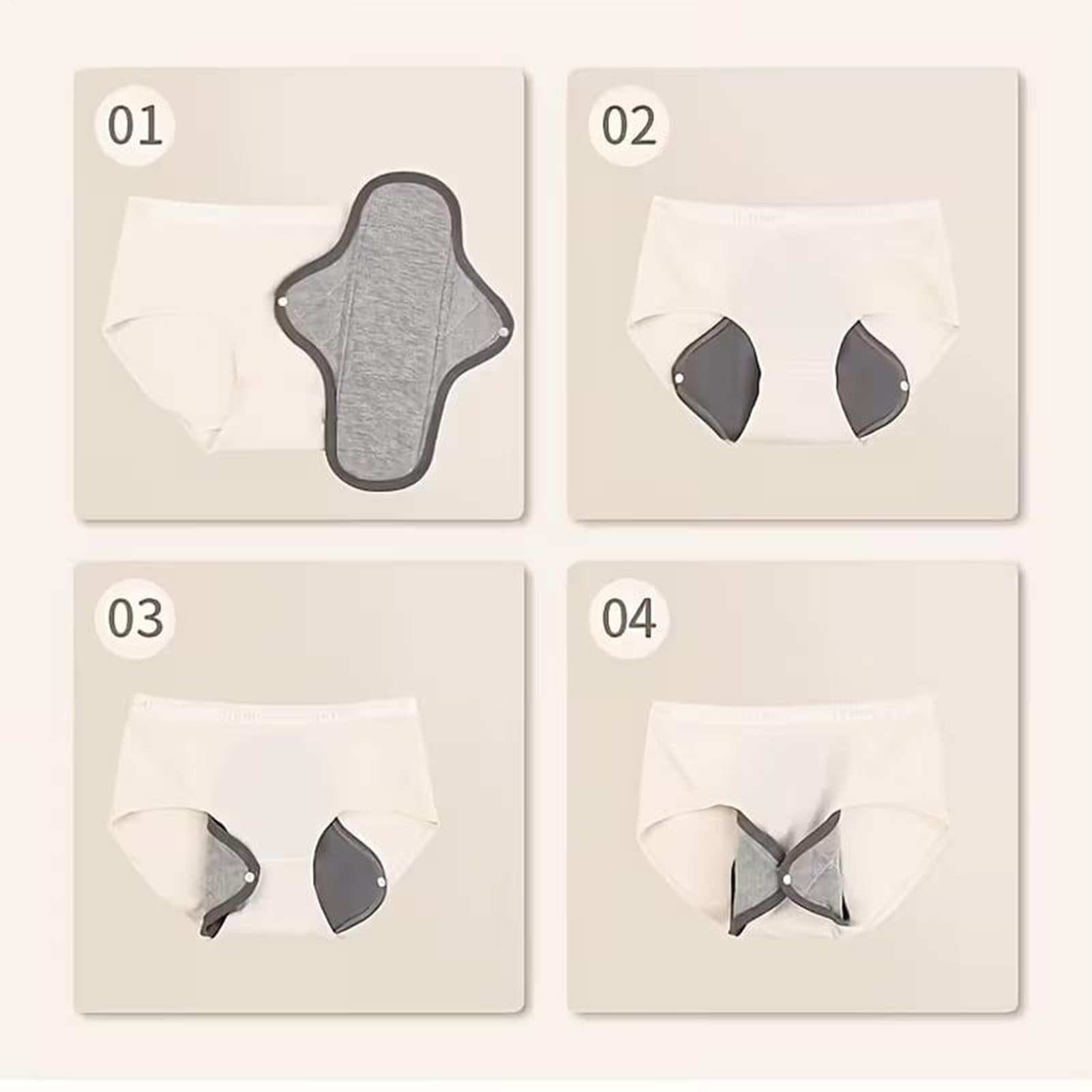 Almohadillas reutilizables para incontinencia | Compresas menstruales reutilizables | Bloc notas época | Compresas sanitarias algodón multicolor 6 piezas | Protectores bragas lavables para mujeres — view 7