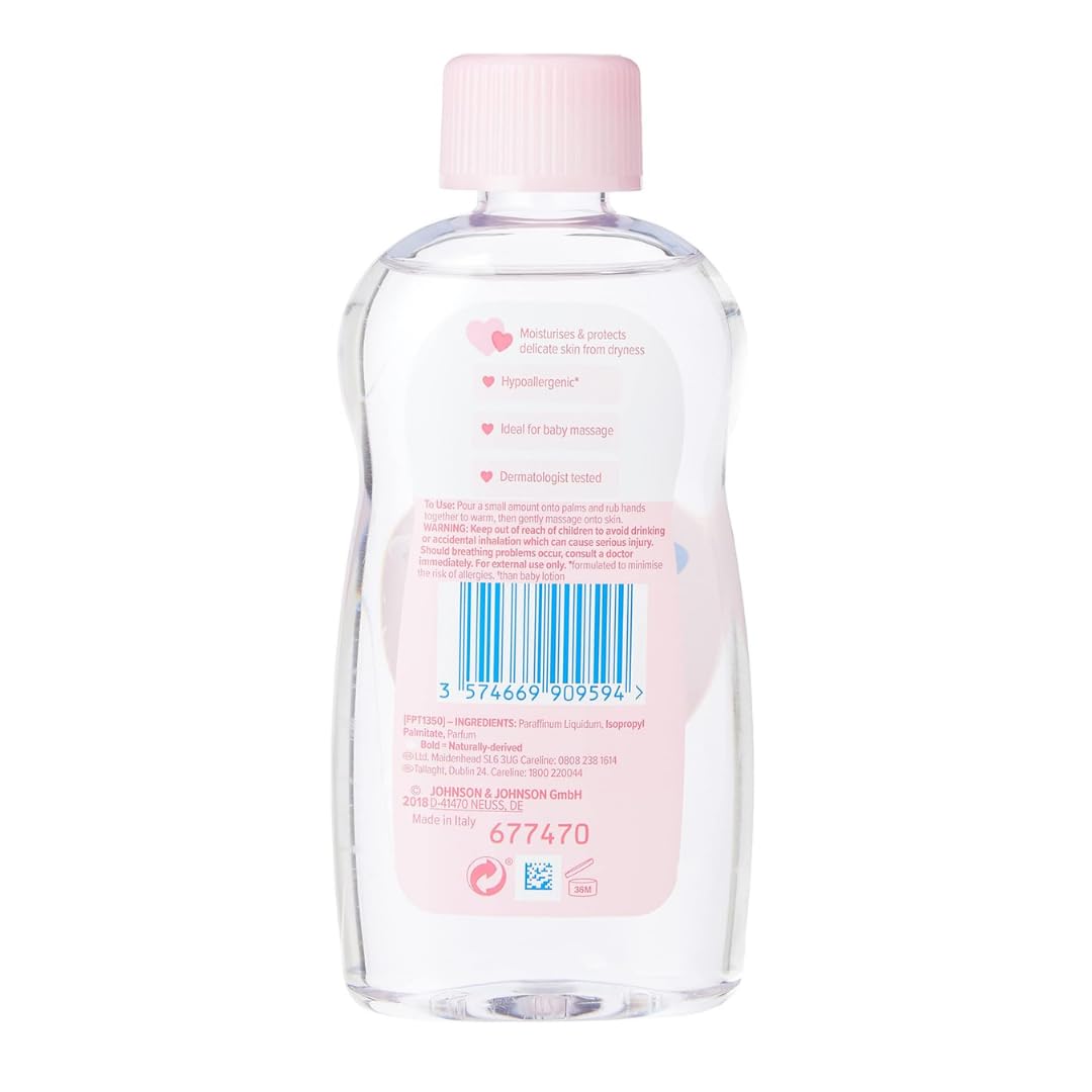 Baby Oil, Pure & Gentle Daily Care, Locks in 2x More Moisture, Free from Parabens, Dyes & Phthalates, 200ml