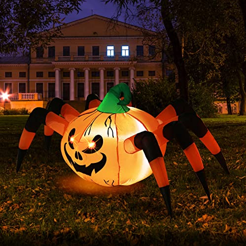 Wbhome 5 Ft Halloween Inflatable Pumpkin Spider Animated Outdoor Decorations, Halloween Blow Up Yard Decor With Built-In Led Light For Lawn Home Party Indoor Outdoor #TOP7