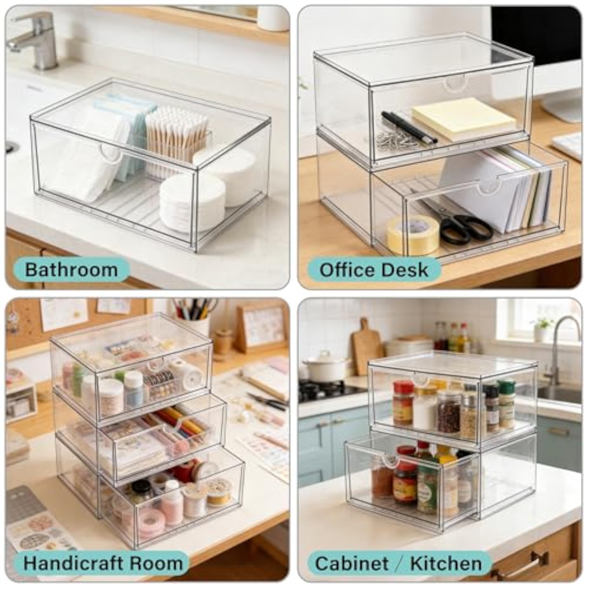 Acrylic Makeup Organizer with Stackable Drawers