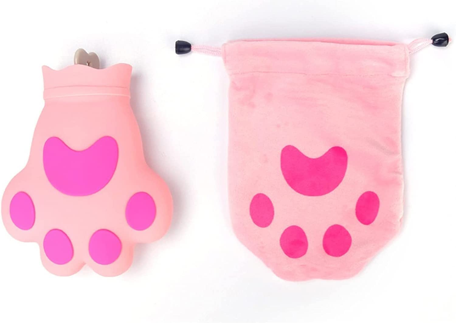 Hot Water Bottle 350ML Silicone Seal Hot Water Bottles Cute Cat Claw Girls Pocket Winter Hand Warmer Filled Feet Hot Water Bags for Hot and Cold Therapy