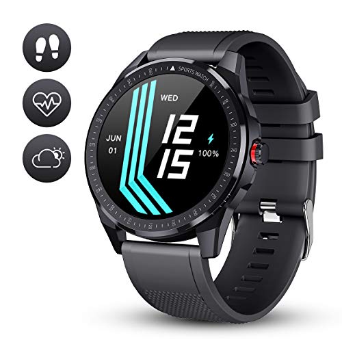 GOKOO Reloj Inteligente Hombre Smartwatch Deportivo Rastreador Actividad Reloj Inteligente Pantalla Táctil Completa Entrenamiento Respiratorio IP68 Impermeable Compatible con Android iOS (Gris)