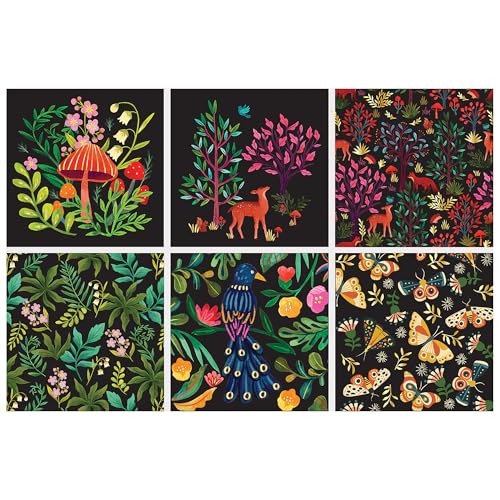 Brea Reese: Scratch Art Paper Pad - Woodland - 12 Sheets, 6 Guided Nature Designs, Metallic Accents, Dual-Tip Stylus & Brush, 8x8 Pages, Adult Craft by Brea Reese - Image 9