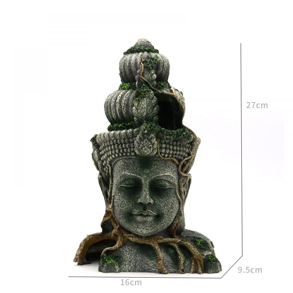 Siqi Retro Buddha Decorazioni per acquari Resina Serbatoio di Pesce Buddha Seduto Statua Ornamento per Acquario Accessori per Animali Domestici Decorazione paesaggistica
