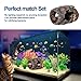 CousDUoBe Fish Broken Barrel Decor Fish Tank Decorations Betta Fish Tank Accessories,Starfish Barrel x 1pc, Aquarium Plants x 8pcs