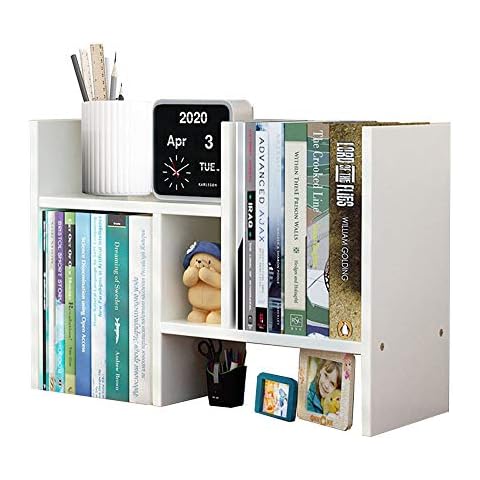 Meikuler Desktop Shelf Organizer, Adjustable Wood Display Desk Shelf, Office Storage Rack Tabletop Bookshelf Multipurpose Shelves for Home Decor, Office, Gifts Cover