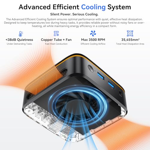 Image of Huidun New H50 Mini PC with 3-Year Warranty, N150 (Upgraded N97 /95, Turbo 3.6GHz), 16GB RAM 512GB M.2 SSD Mini Computer, HDMI+DP Dual 4K Display /WiFi 6 /BT 5.2 /USB /LAN, Business /Home /Office