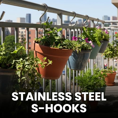 Image of Stainless Steel S Hook - Heavy-Duty Hanging Hook - Rustproof Multipurpose Use - Silver - 3 Inch (Pack of 4)
