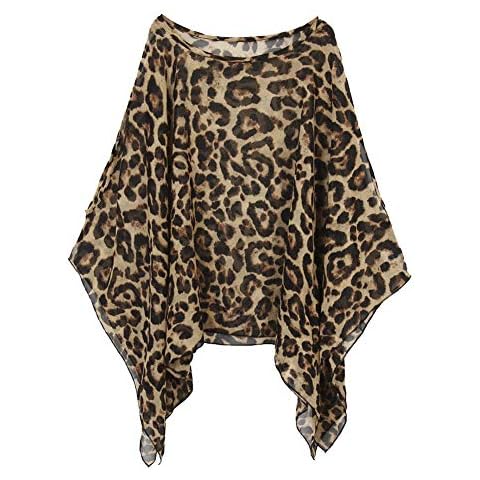 Max Hsuan Womens Ladies Baggy Oversize Plus Size Batwing Tunic Top Blouse Floral Chiffon Kaftan Leopard Cover