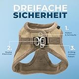 Voyager Step-In Plüsch-Hundegeschirr by Best Pet Supplies - Step-In-Westengeschirr für kleine und mittelgroße Hunde, Weicher Plüsch, Latte, size S - Brust 37-40 cm