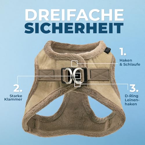 Voyager Step-In Plüsch-Hundegeschirr by Best Pet Supplies - Step-In-Westengeschirr für kleine und mittelgroße Hunde, Weicher Plüsch, Latter, size XS - Brust 33-37 cm