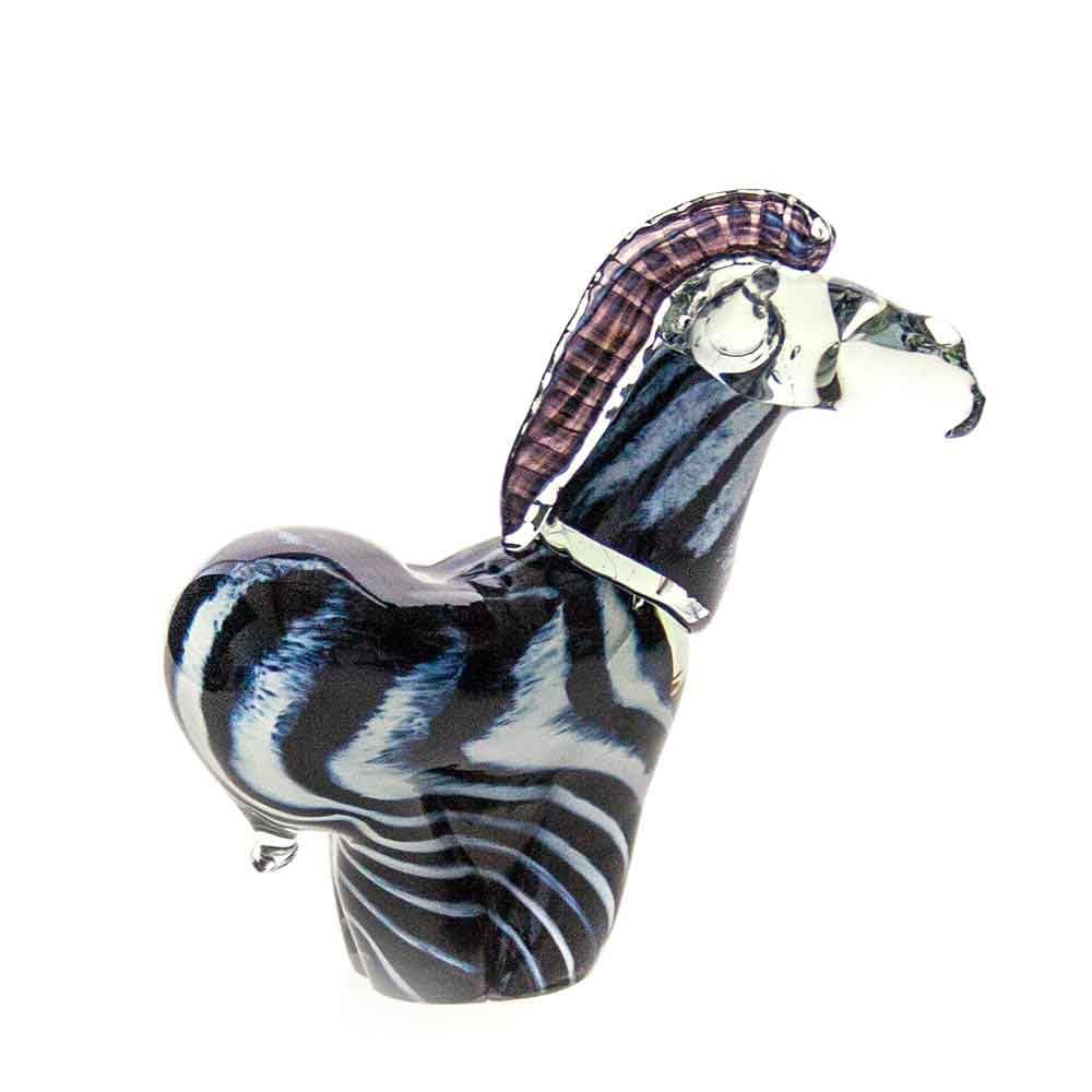 Fair Trade Recycled Medium Glass Colour Zebra [O82-C-Q]