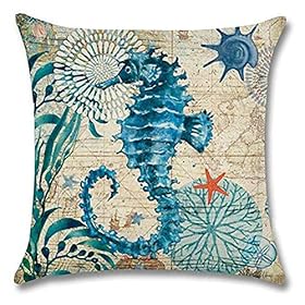 7COLORROOM Sea Theme Decorative Square Cotton Linen Coastal Pillow Cover Ocean Animal Cushion Cover 18 X 18 Inch Pillow… 51Z0kS7ZjPL. SS280