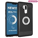LG G7 Case - LG G7 ThinQ Protective Case with Metal Stand Ring - LG G7 ThinQ Heavy Duty Phone Case - Rugged TPU Cover - LG G7 Shockproof Defender Case - LG G7 ThinQ Black