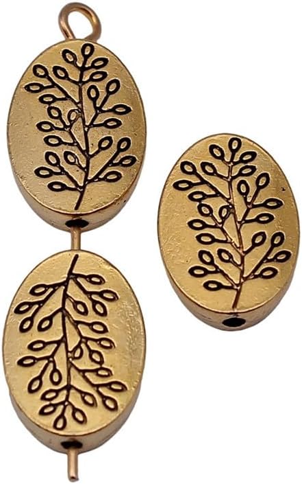 Double-Sided Floral Pattern Spacer Fine Hole Beads for Professional Beadwork Projects, 9.6x9.6x6.7mm, Antique Gold Color, 10 Pieces