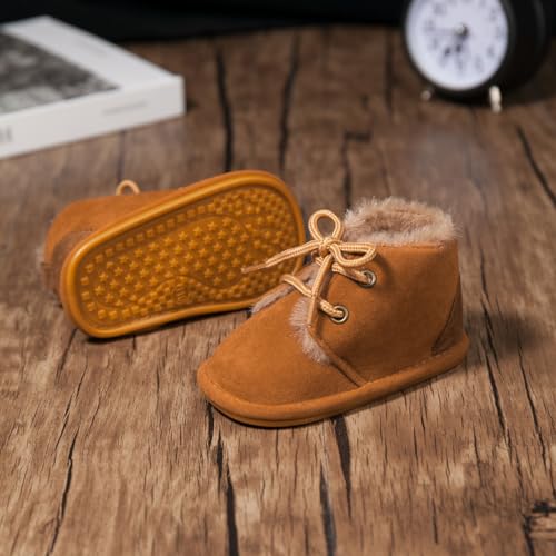 Image of Clowora Baby Boys Girls Shoes Non-Slip Rubber Sole Sneakers Infant First Walking Toddler Crib Shoes Newborn Loafers Flats. (13 /Brown,0-6 Months)