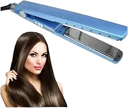 Prancha Alisadora de Cabelo Nano Titanium Premiun 450º Azul com Placas de Cerâmica - Chapinha Modeladora Progressiva Elétrica Bi-Volt 110/220V - Ideal para Cuidados Com a Beleza