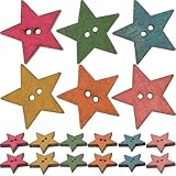 Toyvian Botones de Madera de Estrella de 25 MM 50 Unidades para Manualidades Decoración de Ropa y Álbumes Diseño Pentagrama Vintage Color Natural Ideales para Coser y Proyectos DIY