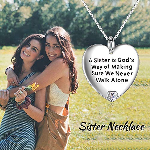 YFN Mom & Sister Necklace, Sterling Silver Heart Pendant Jewelry, Wife/Girlfriend Birthday Gift2