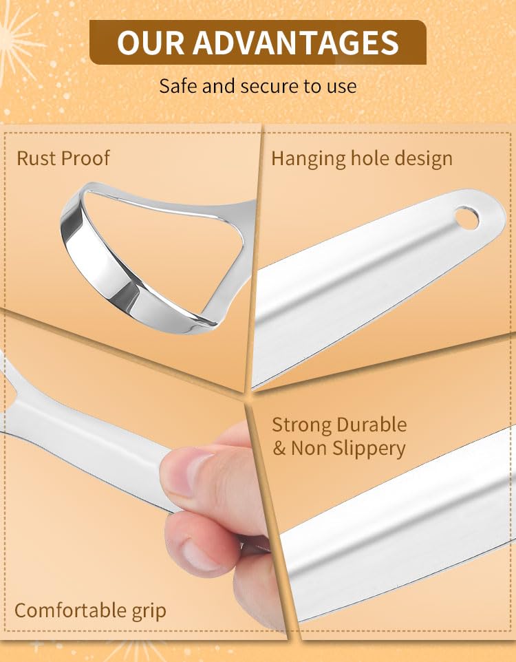 Miniatura 4 de Raspador de lengua aprobado por dentistas  Paquete de 2 con estuches de viaje  Limpiador de lengua de acero inoxidable  Para adultos y niños