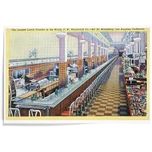 Lantern Press Los Angeles, California, Longest Lunch Counter in Woolworth on Broadway, 12x18 Inch Art Print, Home Decor