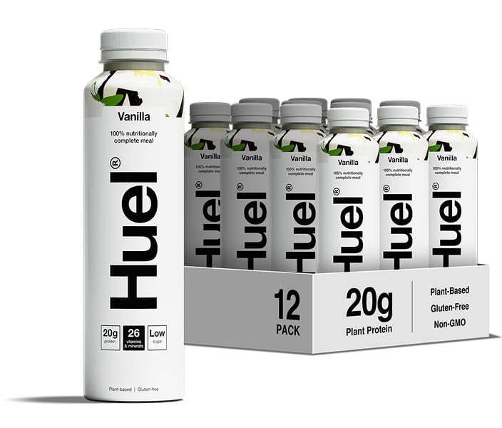 Huel Ready-to-drink Meal, Vanilla Protein Drink, 12 x 500ml Bottles, Protein Shakes, Pre-Portioned Meal, 20g of Protein per Bottle, Rich in Essential Vitamins, Mineral and Fibre Meal Replacement Shake